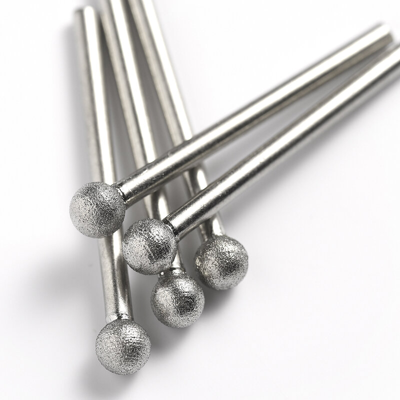 10 pçs grit 120 forma de bola diamante broca rebarba conjunto polimento moagem cabeça montado bits para dremel ferramentas rotativas