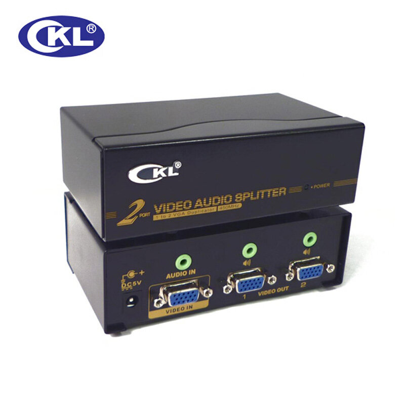 CKL-102S 2 포트 VGA 분배기 오디오 금속 케이스 지원 450Mhz 2048*1536