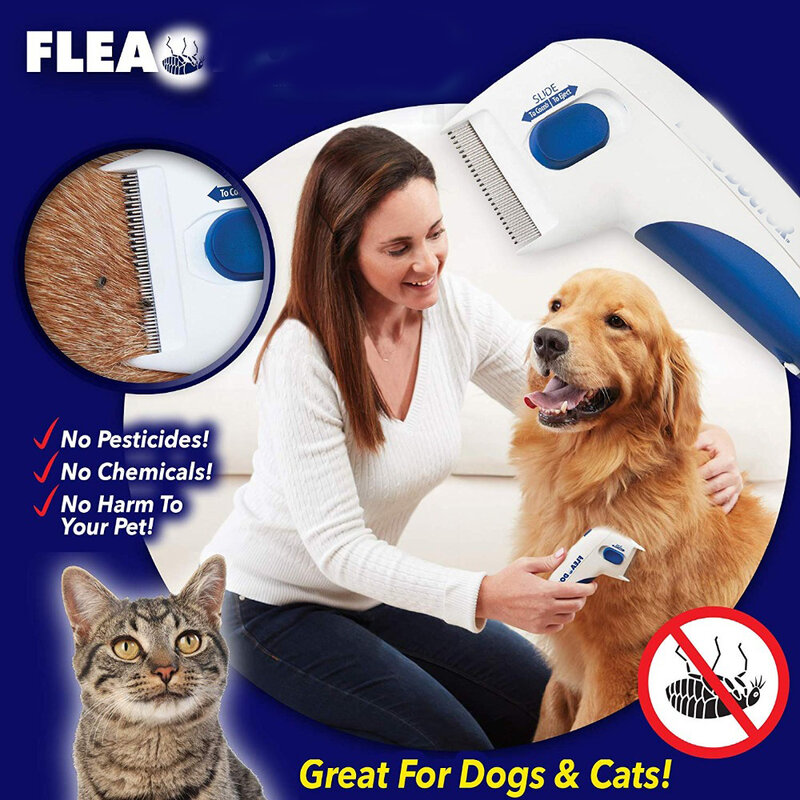 Peine de pulgas perro eléctrico Anti pulgas peine cabeza removedor de piojos mascotas Control de pulgas y garrapatas Killer mascotas productos
