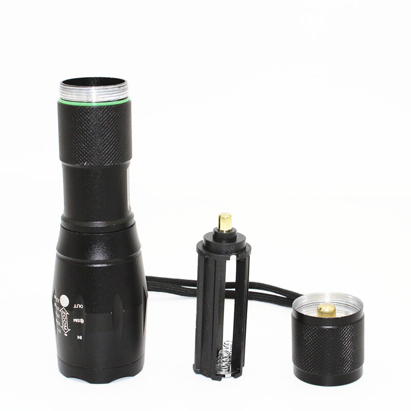 Hunting LED Flashlight Green Light Zoom Tactical Torch Long Distance Power by 18650 or AAA Battery
