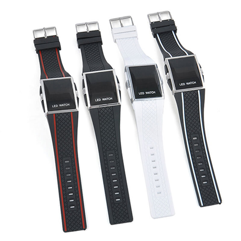 Fashion Kasual Unisex Square Case Layar Digital LED Olahraga Wrist Watch Hadiah