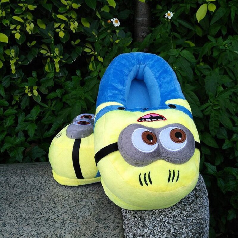 3D minions slippers woman Winter Warm slippers Despicable Minion Stewart Figure Shoes Plush Toy Home Slipper One Size Doll