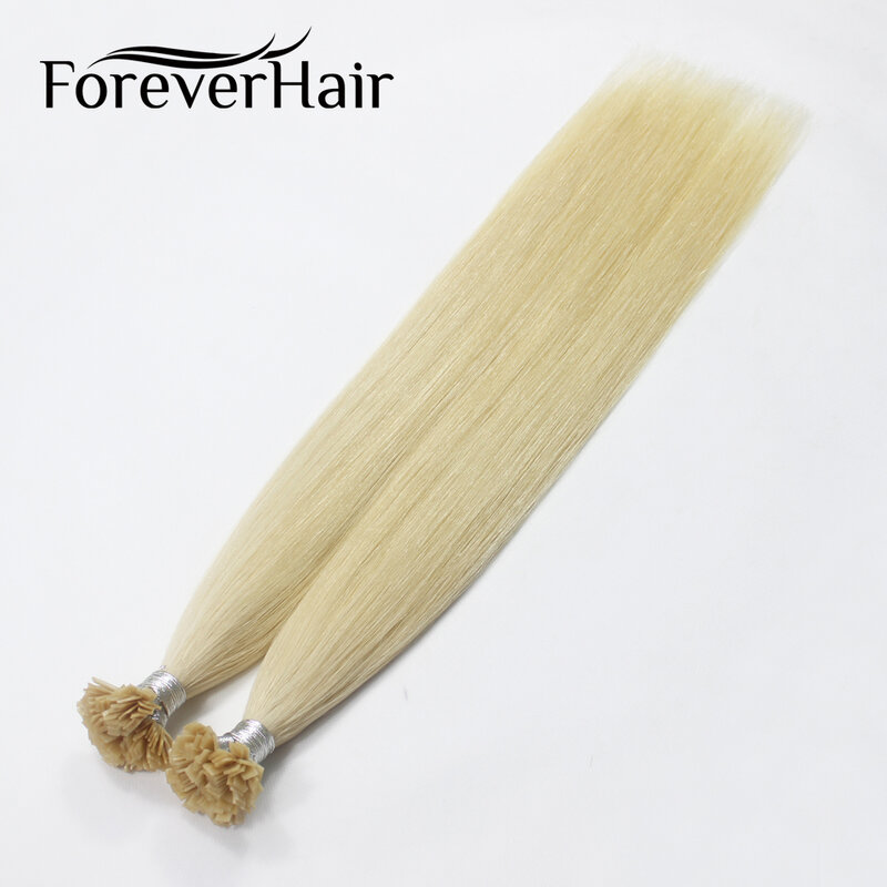 FOREVER HAIR – extensions de cheveux 0.8 naturels Remy, lisses, pré-collés, à pointe plate, Capsules de kératine fondue, 100% g/s, 16, 18, 20 pouces, 40g/pac