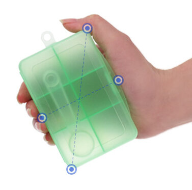 Caixa de remédio portátil com seis pequenos recipientes para remédios, organizador transparente para viagens