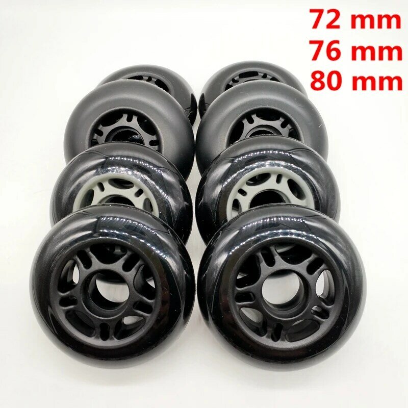 Rueda de patín de ruedas no intermitente, 72mm, 76mm, 80mm, negro, envío gratis