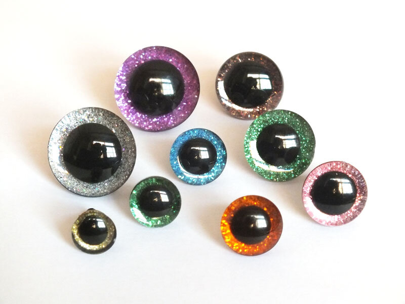 20 stücke 9mm/12mm/14mm/16mm/18mm/20mm/25mm klar trapez kunststoff sicherheit spielzeug augen + glitter Vliesstoffe-Können wählen größe und farbe