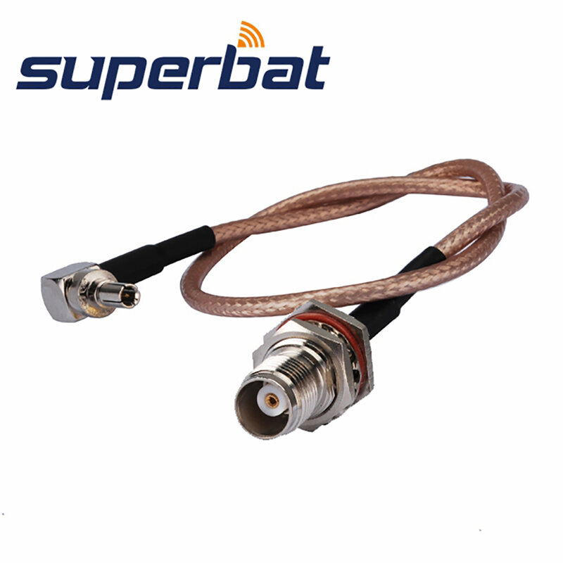 Superbat TNC Female Straight to CRC9 Right Angle Pigtail RF Coaxial Cable RG316 15CM for Wireless