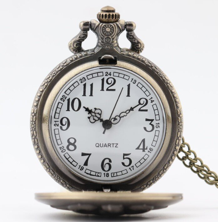 Relógio de quartzo bronze da alemanha, corrente com pingente, relógio de bolso, antiguidades masculinas