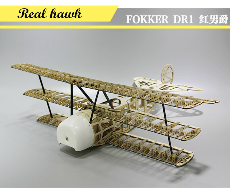Rc Vliegtuigen Lasergesneden Balsa Hout Diy Vliegtuig Kit Fokker Dr1 Frame Spanwijdte 1000Mm Gratis Verzending Model Bouwpakket