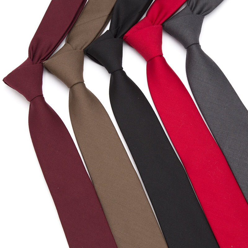 Mężczyźni Skinny Tie wełna mody krawaty dla mężczyzn garnitur weselny firm Party szczupła klasyczny jednolity kolor krawat dorywczo 6 cm czerwony krawat