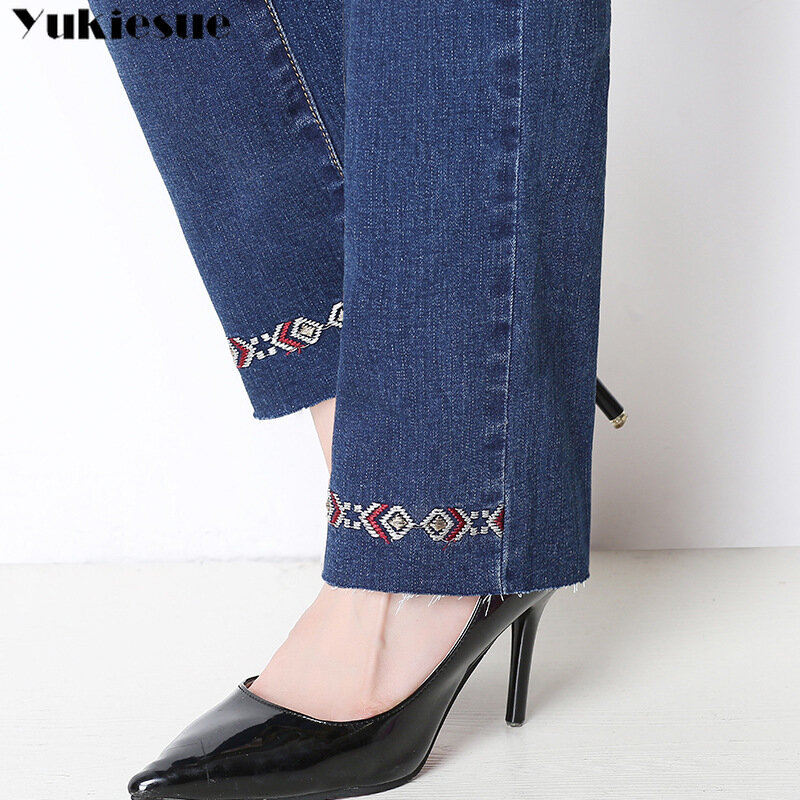Calças de brim para mulheres de inverno de cintura alta em linha reta roupas jeans mulher denim calças femininas jean inverno