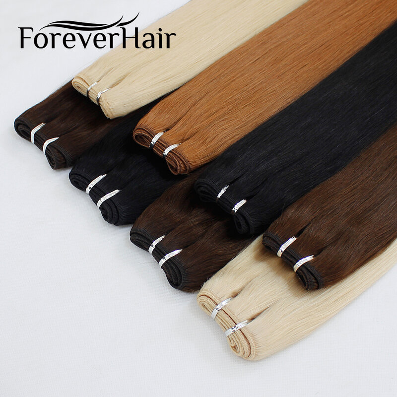 FOREVER HAIR-Remy Cabelo Humano Weave, Natural Straight Hair Extensions, Platinum Blonde Color Bundles, 16 "18" 20 ", 100g por Pc