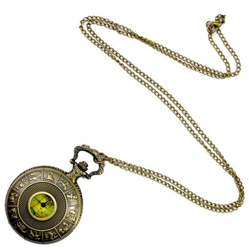 Reloj de bolsillo con diseño único del zodiaco de cobre para hombres y mujeres, cronógrafo con bolsillo, diseño australiano, Fob, informal, cadena de regalo, 8093