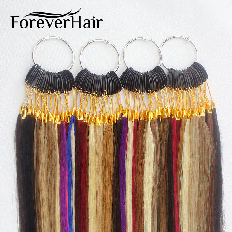 Forever Haar 100% Remy Human Hair Kleur Ringen/Kleurkaarten 32 Kleuren Beschikbaar Kan Worden Geverfd Voor Salon Sample gratis Verzending