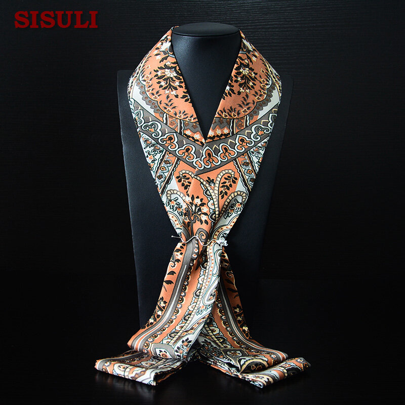 [Long Scarf]100% Silk Twill Long Ties Pure Silk Fabric Floral Printed Pattern Fashion Silk Scarves New Desigual