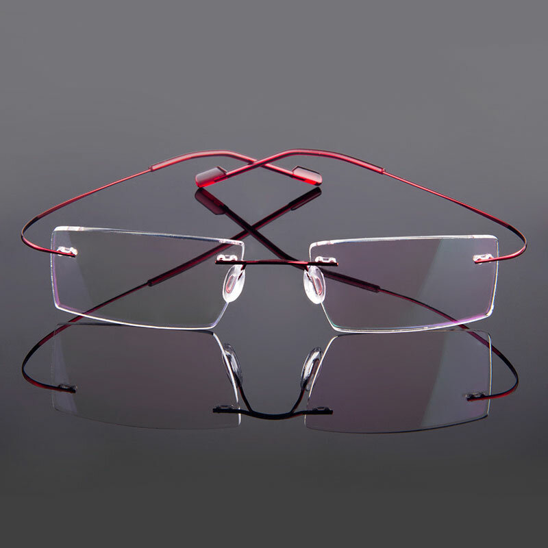 Gmei optyczne mody okulary bez oprawek ramki pamięci aluminiowe okulary korekcyjne Ultralight elastyczne ramki 9 kolory T8089