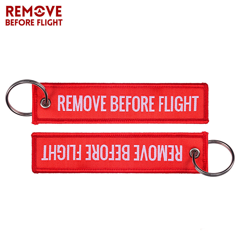 Rimuovi prima del volo portachiavi intrecciato etichetta speciale per bagagli etichetta portachiavi a catena rossa per regali aeronautici portachiavi OEM gioielli di moda