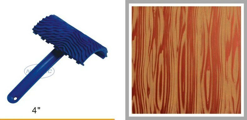 Herramientas de papel tapiz líquido de grano de madera de goma, 4 ", NWG43, Envío Gratis | Herramienta de grano de madera de 100mm | Herramientas de textura artística