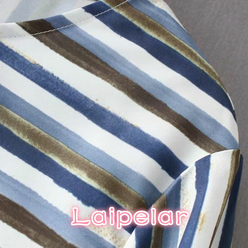 Langarm bluse frauen shirts elegante striped O neck chic bluse vintage weibliche casual tops blusas tunika koreanische streetwear