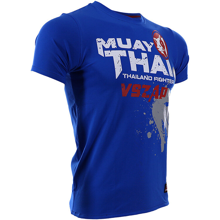 VSZAP T-shirt Men Muay Thai Sports Aerobics Running Clothing Boxing Gym Cotton