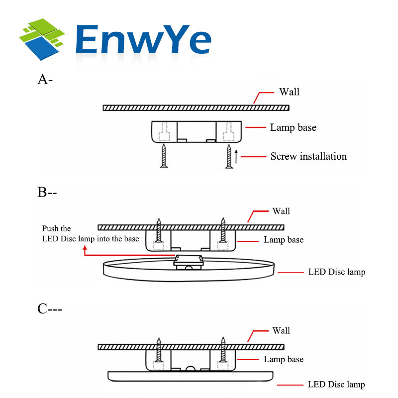 EnwYe-Plafonnier LED circulaire, montage en surface, 6/9/13/18/24/36/48W, AC 85/265V