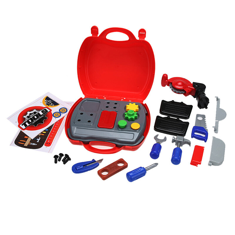 Caixa de brinquedos para crianças, 19 pontos de simulação de crianças interação pai-filho ferramentas de parafuso martelo ferramenta de reparo presente para meninos