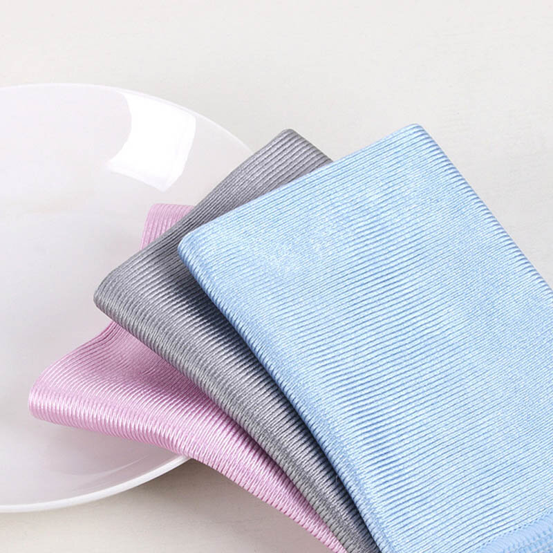 1Pcs Kitchen Microfiber Cleaning Towel No Trace Absorbable 3 Colors Soft No Lint Home Window Car Rag Cleaning Cloth Wipe Glass