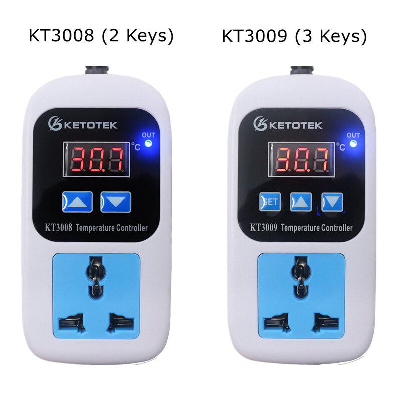 Regulador Termostato Digital com Sensor NTC, Controlador de Temperatura, Tomada do Microcomputador,-50 ~ 110C, KT3008, KT3009, AC 110-220V