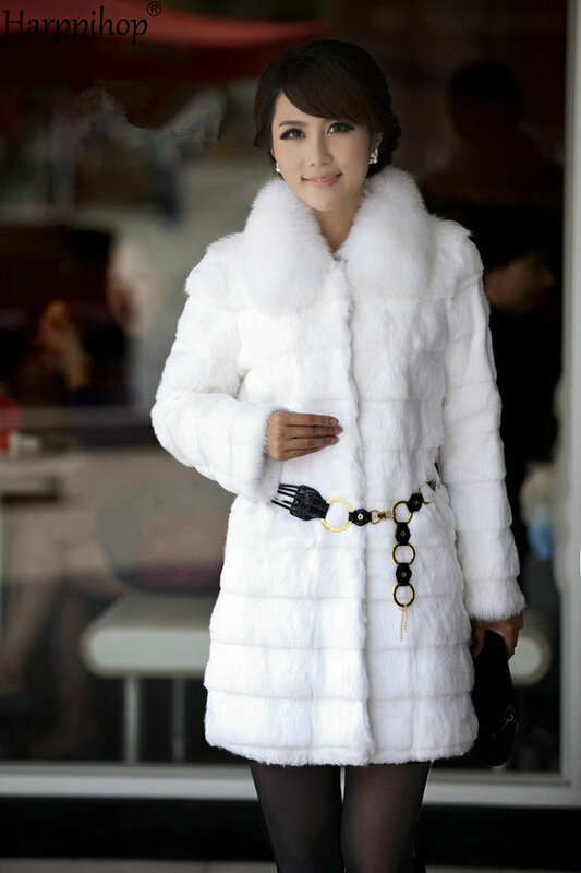 2021 new genuine rabbit fur coat with fox fur collar women rabbit fur jacket winter fur waistcoats custom big size