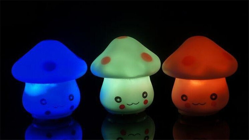 Cute Colorful bb glow LED Mushroom Lamp Baby Room Led Night Light Party Lights rgb Soft Baby Sleep Night light Novelty Luminous
