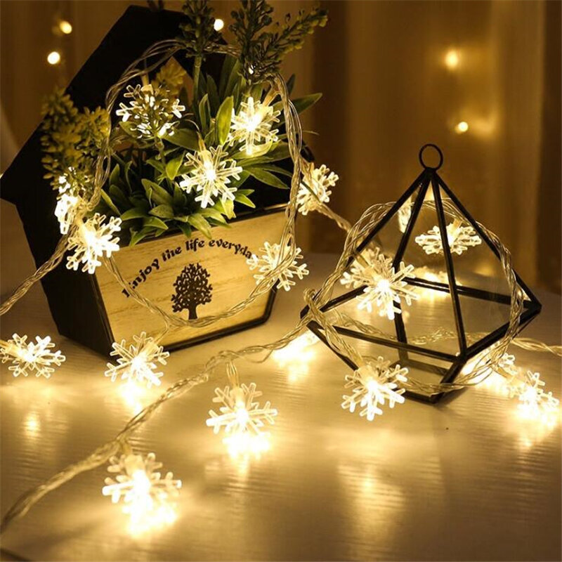 Xmas 10M 100leds AC 220V Fairy Garland LED SnowFlakes led Strip Lights Chain For Christmas Tree Wedding Home Indoor Decoration
