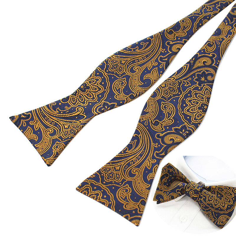 Gravata borboleta tecida Jacquard masculina, laço auto ajustável, gravatas clássicas para festa de casamento, multi cores, 100% seda