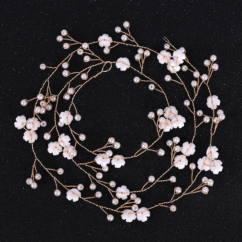 MOLANS Lovely Small Flower Crown Bridal Wedding Hair Accessories Elegant Pearls Female Alloy Wreath Lengthened Floral Garlands
