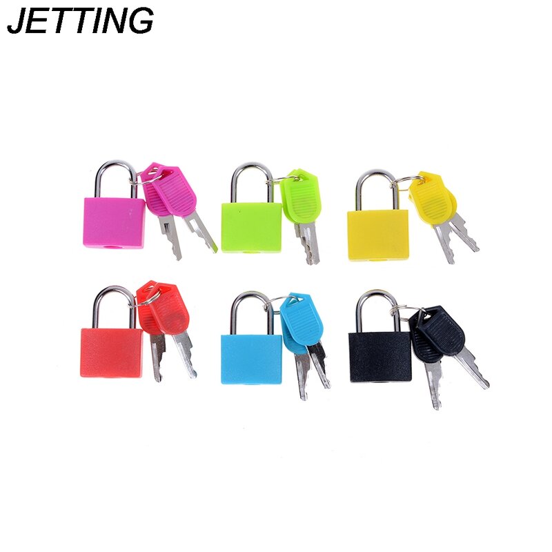 Candado pequeño de maleta con 2 llaves, candado de acero resistente para viaje en 6 colores