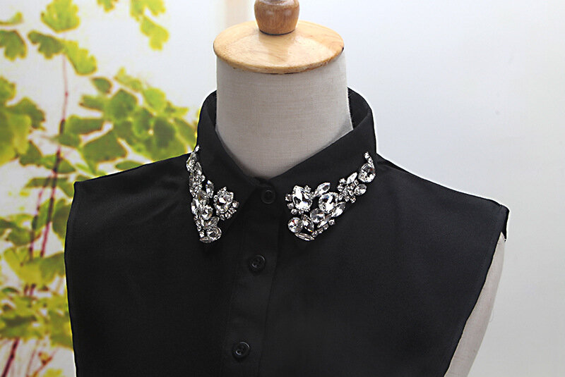 固体シャツ偽襟白黒ブラウスアクセサリー女性装飾刺繍シャツ白綿シャツ偽の襟の装飾