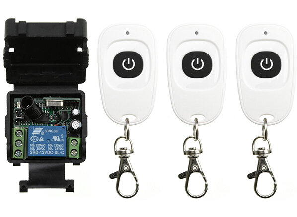Mini interruptor de luz de Control remoto inalámbrico RF, módulo receptor de Radio de salida de relé 10A, DC12V 24V 1CH 1 CH, transmisor de un botón