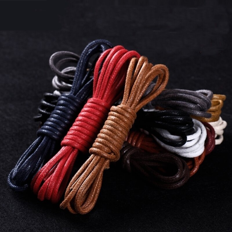 1 pair leather shoelaces round waxed casual shoes lace rope fine england brown cotton and linen shoes lace