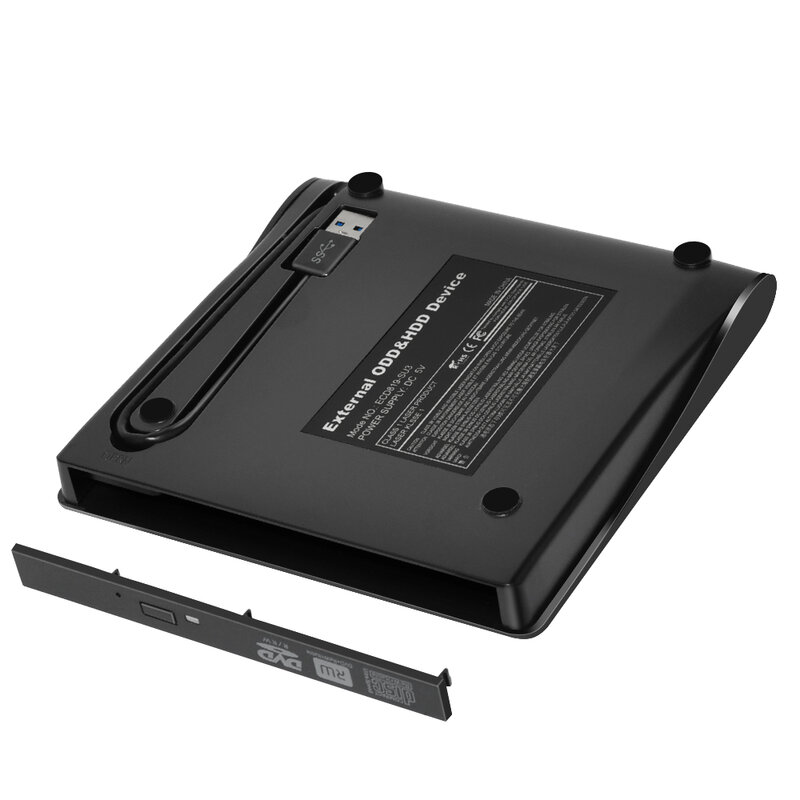 DeepFox-carcasa de unidad óptica SATA para ordenador portátil, Kit de carcasa externa móvil, DVD/CD-ROM, USB 9,5, 3,0mm, sin unidad óptica