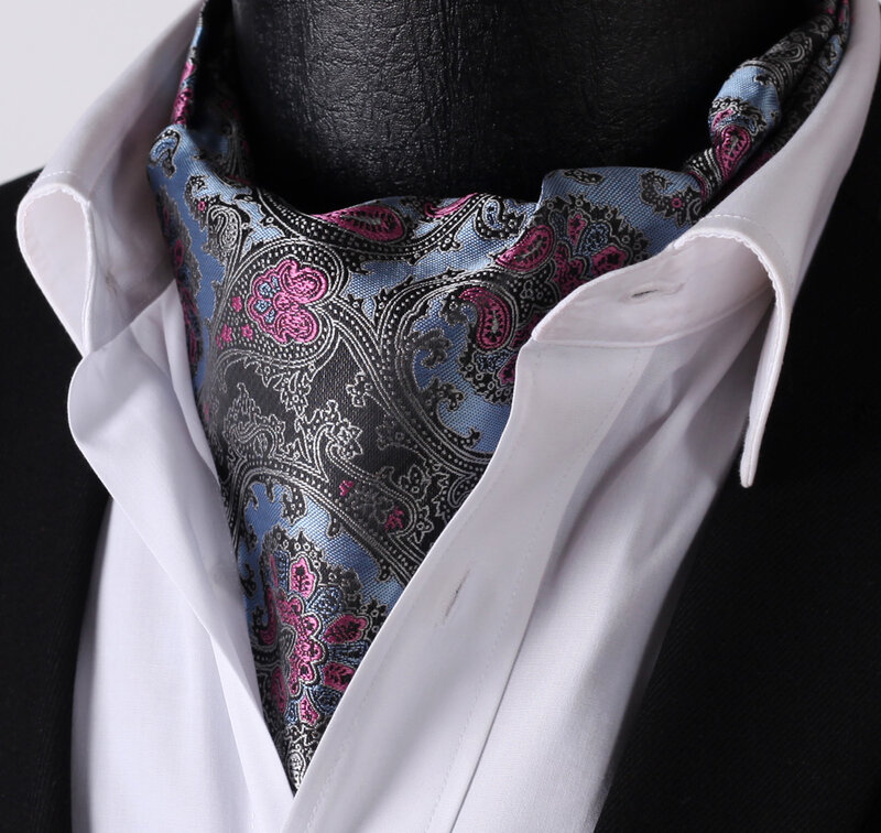 Paisley floral 100% seda ascot cravat, casual jacquard lenços laços tecido festa ascot fb