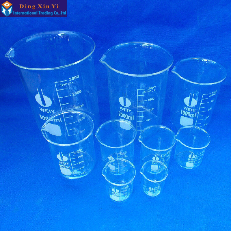 (4 pezzi/lottp) bicchiere in vetro da 50ml, forniture da laboratorio, bicchiere da laboratorio da 50ml, becher di buona qualità, materiale ad alto contenuto di boro