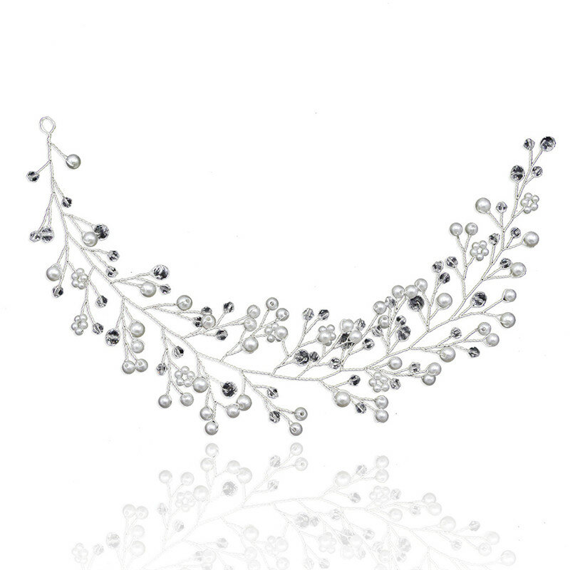 Diadema de perlas de imitación de oro y plata para novia o boda, accesorios para el cabello