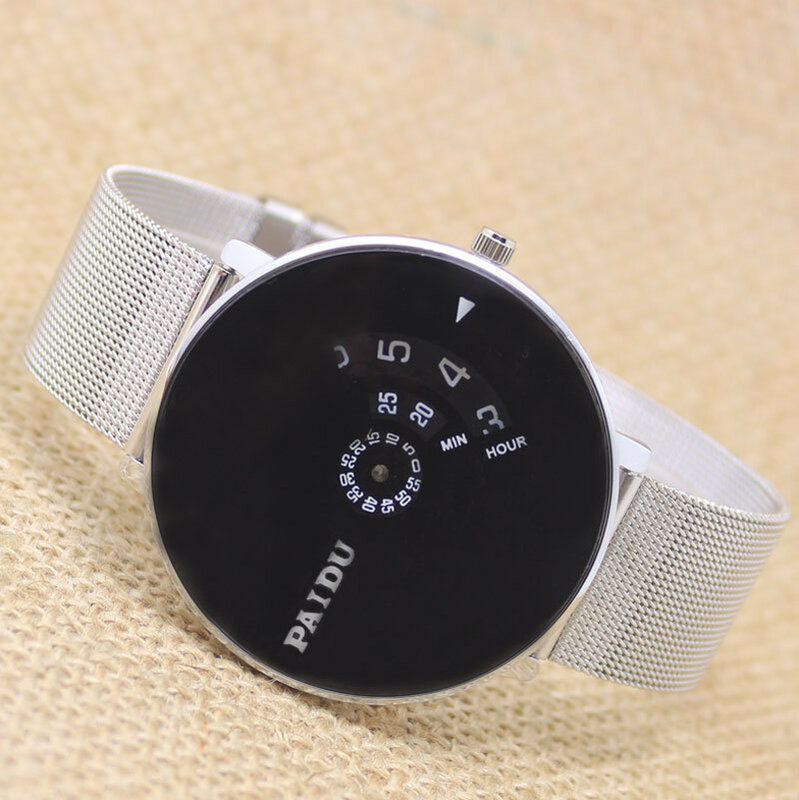 Moda marka mężczyźni Business Casual zegarki siatki ze stali nierdzewnej gentleman gramofon projekt relogio masculino 2016 zegarek PD02
