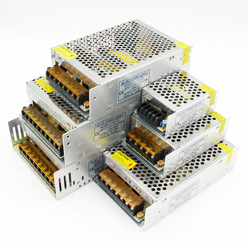 Adaptador de controlador de fuente de alimentación, interruptor de 1 piezas, CA 110V-220V a cc 5V, 12V, 24V, 1A, 2A, 3A, 5A, 10A, 15A, 20A, 30A, 50A