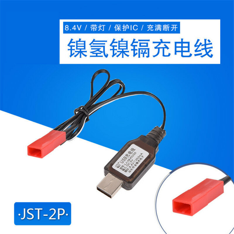 8.4 V JST-2P USB ładowarka kabel ładowania chronione IC dla ni-cd/Ni-Mh baterii RC samochodzik dla dziecka robota... ładowarka baterii części