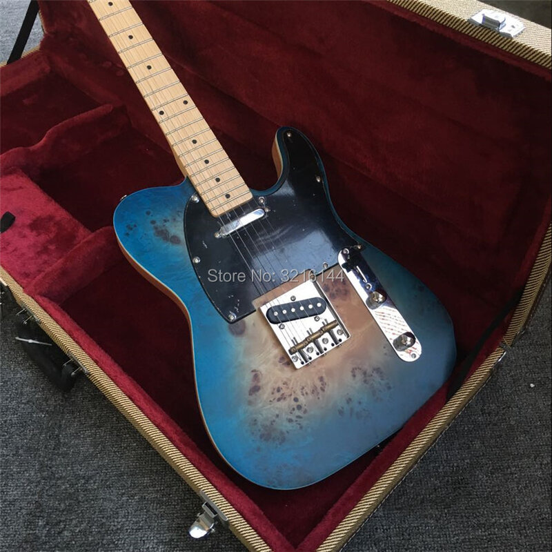 새로운 일렉트릭 기타, 블루 에지, 나무 껍질, 재고 있음, 블랙 가드, 무료 배송