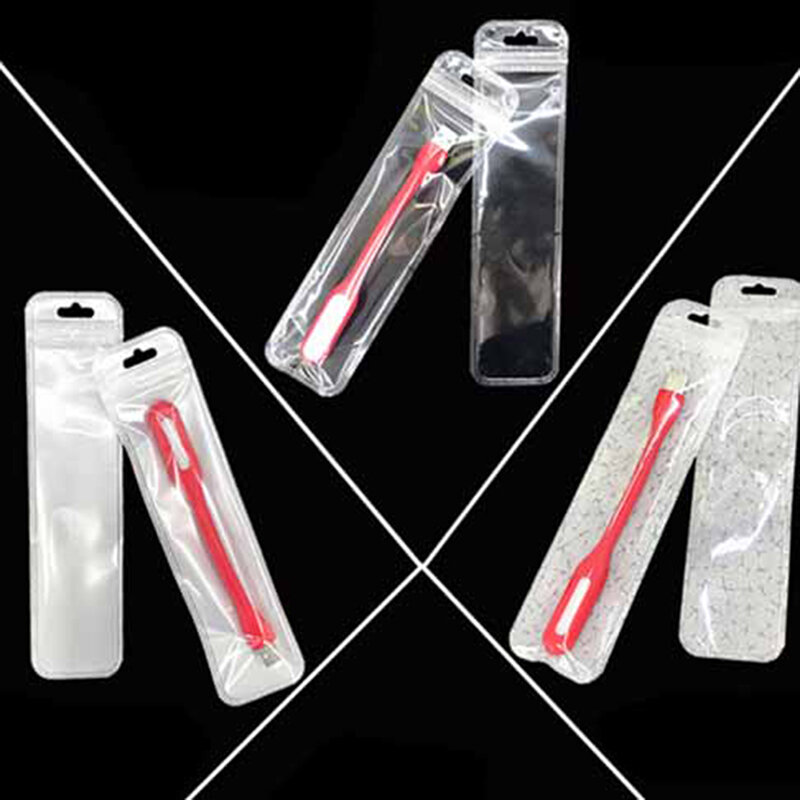 50 Stuks Clear Zip Pen Zak Met Hang Gat Plastic Hersluitbare Poly Zakjes Gift Pen Verpakking Tassen Sieraden Ketting Tas