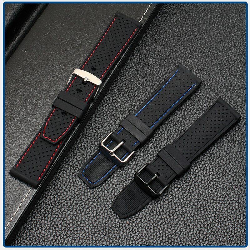 22mm Soft Silicone Watch Strap Belt Waterproof Breathable Wristband for Summer Outdoor Sports Sweatproof Watch Bands Accessories