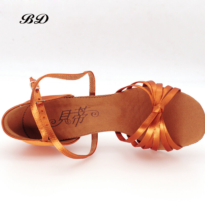 Top Grade Dance Shoes Ballroom Women Latin Imported Satin Tie Shoelaces Comfortable Feel Soft Sole Thin Heels 8.5 CM HOT