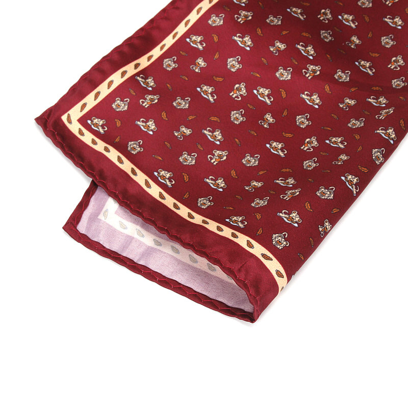 Lenço masculino de poliéster, lenço quadrado com estampa animal vintage de seda macia