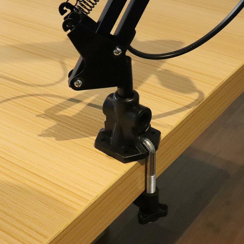 Lampe de bureau flexible à bras oscillant, support de lampe de table rotatif, tête de lampe de table, support de montage de pince pour l'étude de bureau